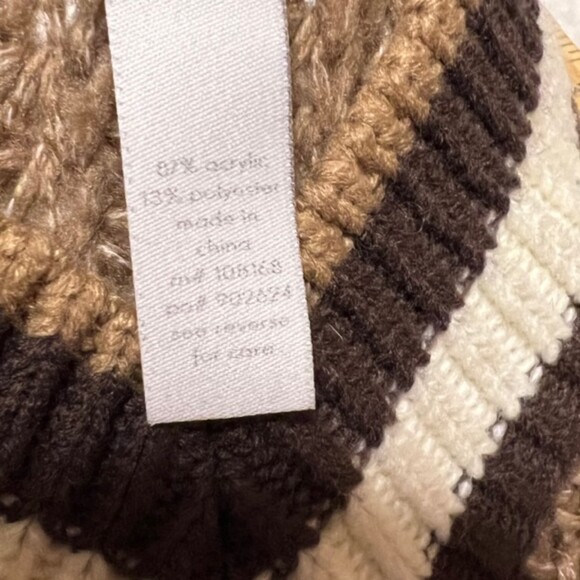 West of Melrose Brown Chunky Knit V-Neck Sweater Vest Side Slit Ribbed Hem Sz SM - Picture 9 of 12